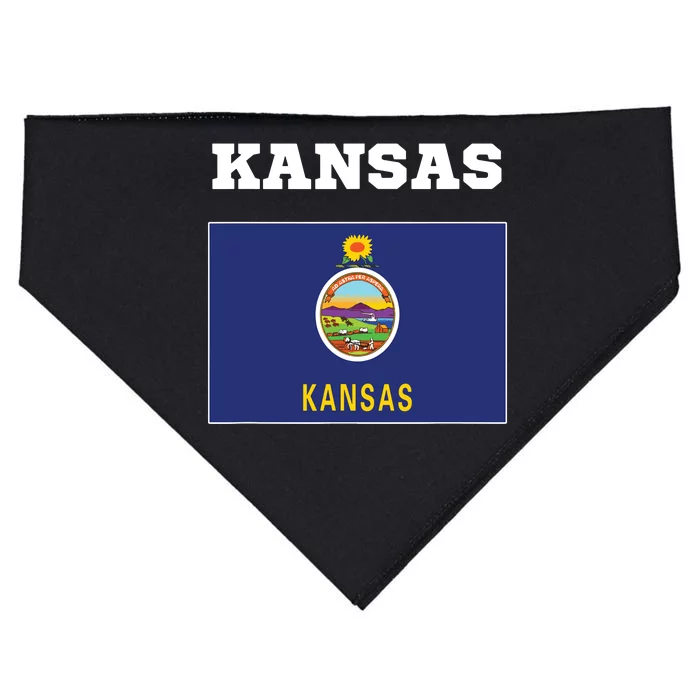 Kansas American Usa Top Travel Flag Gift USA-Made Doggie Bandana