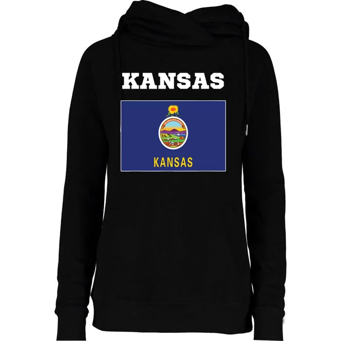 Kansas American Usa Top Travel Flag Gift Womens Funnel Neck Pullover Hood