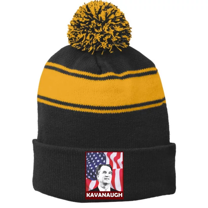 Kavanaugh American Flag Stripe Pom Pom Beanie