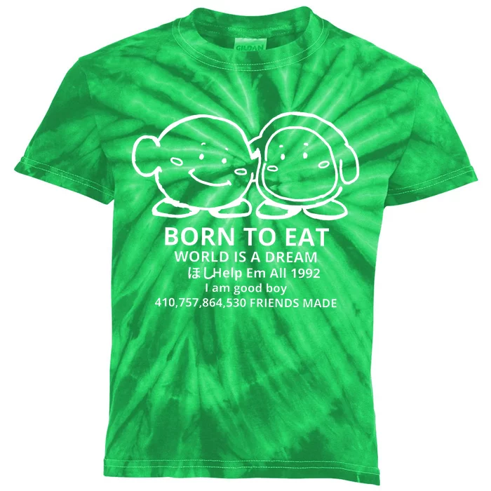 Kirby And Waddle Dee Born To Eat World Is A Dream Kids Tie-Dye T-Shirt