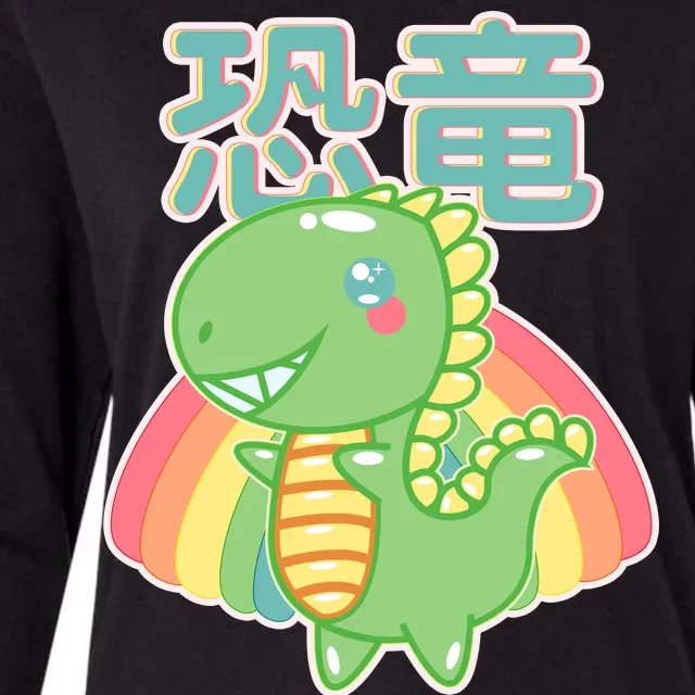 Kawaii Cute Dinosaur Womens Cotton Relaxed Long Sleeve T-Shirt