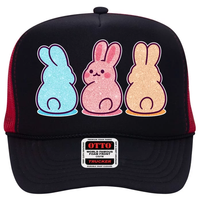 Kawaii Cute Easter Bunny Rabbits High Crown Mesh Trucker Hat