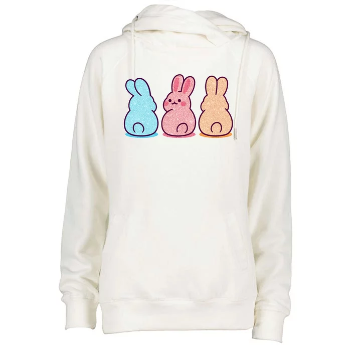 Kawaii Cute Easter Bunny Rabbits Womens Funnel Neck Pullover Hood