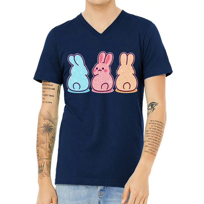 Kawaii Cute Easter Bunny Rabbits V-Neck T-Shirt