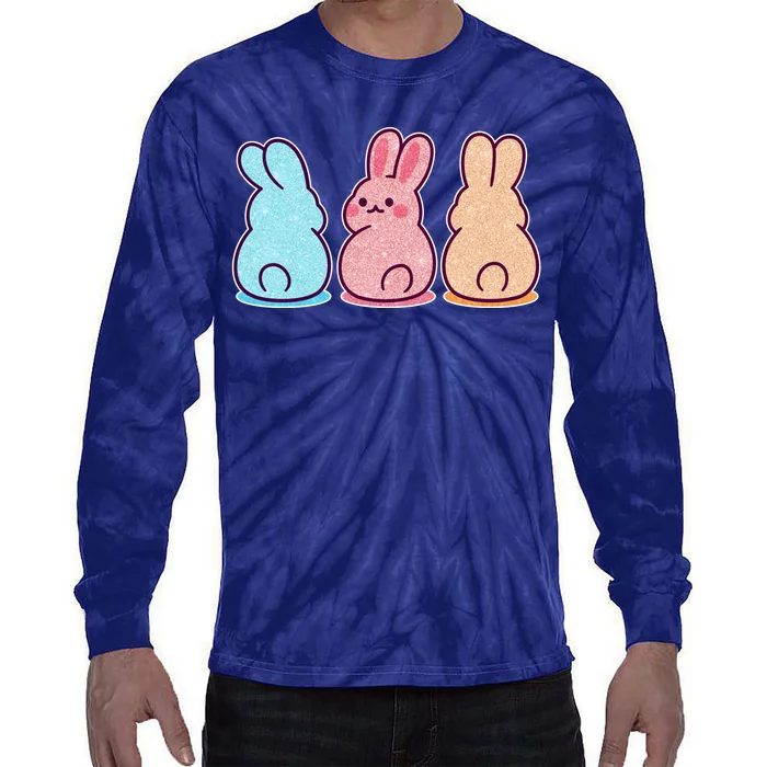 Kawaii Cute Easter Bunny Rabbits Tie-Dye Long Sleeve Shirt