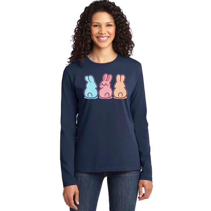 Kawaii Cute Easter Bunny Rabbits Ladies Long Sleeve Shirt