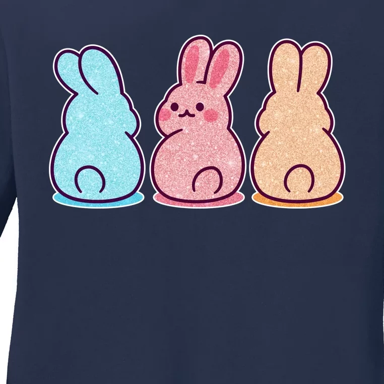 Kawaii Cute Easter Bunny Rabbits Ladies Long Sleeve Shirt