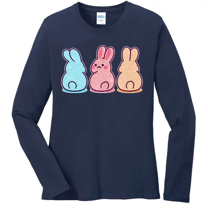 Kawaii Cute Easter Bunny Rabbits Ladies Long Sleeve Shirt