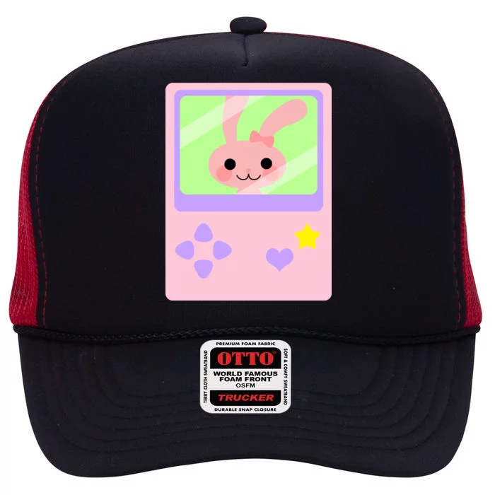 Kawaii Gamer Bunny Rabbit High Crown Mesh Trucker Hat