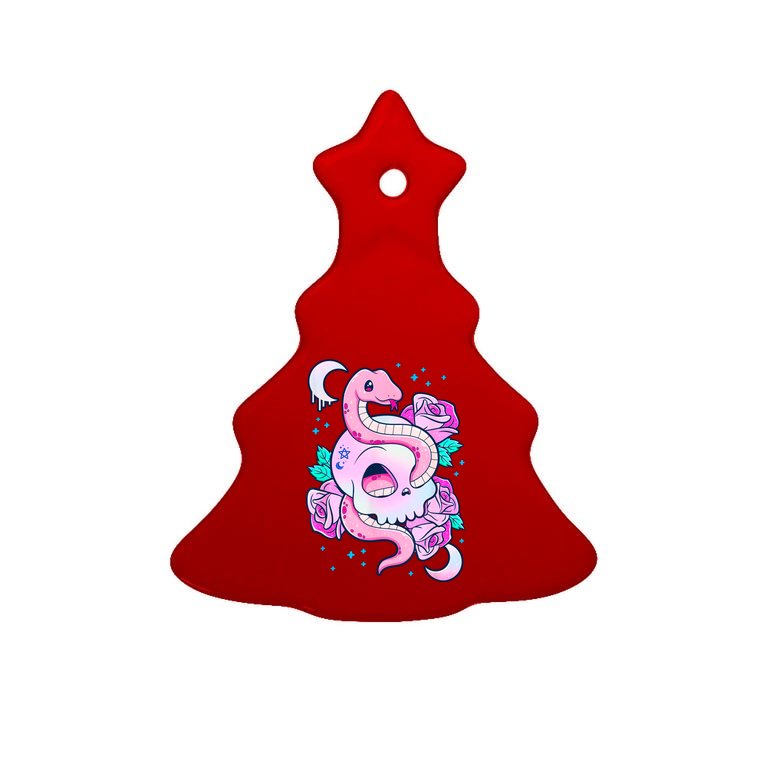 Kawaii Pastel Goth Cute Creepy Skull Serpent Snake Roses Tree Ornament