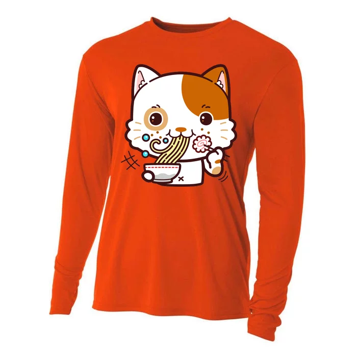 Kawaii Ramen Cat Cooling Performance Long Sleeve Crew