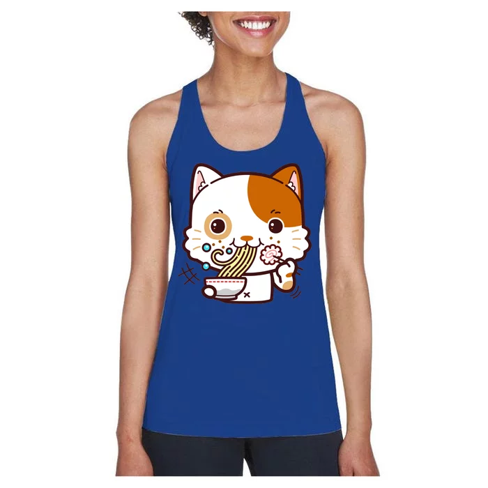 Kawaii Ramen Cat Women's Racerback Tank