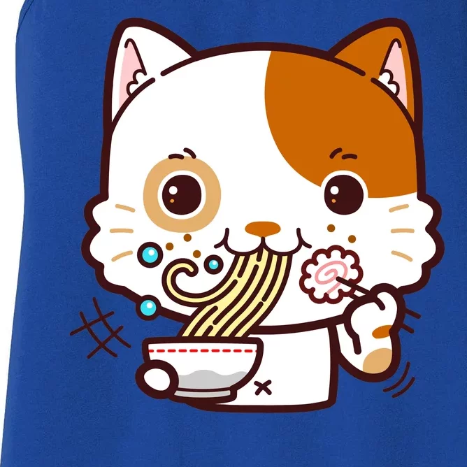 Kawaii Ramen Cat Women's Racerback Tank