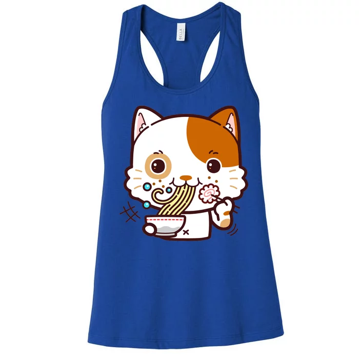 Kawaii Ramen Cat Women's Racerback Tank