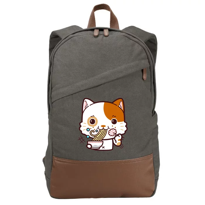 Kawaii Ramen Cat Cotton Canvas Backpack