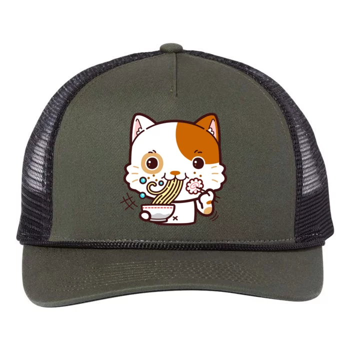 Kawaii Ramen Cat Retro Rope Trucker Hat Cap