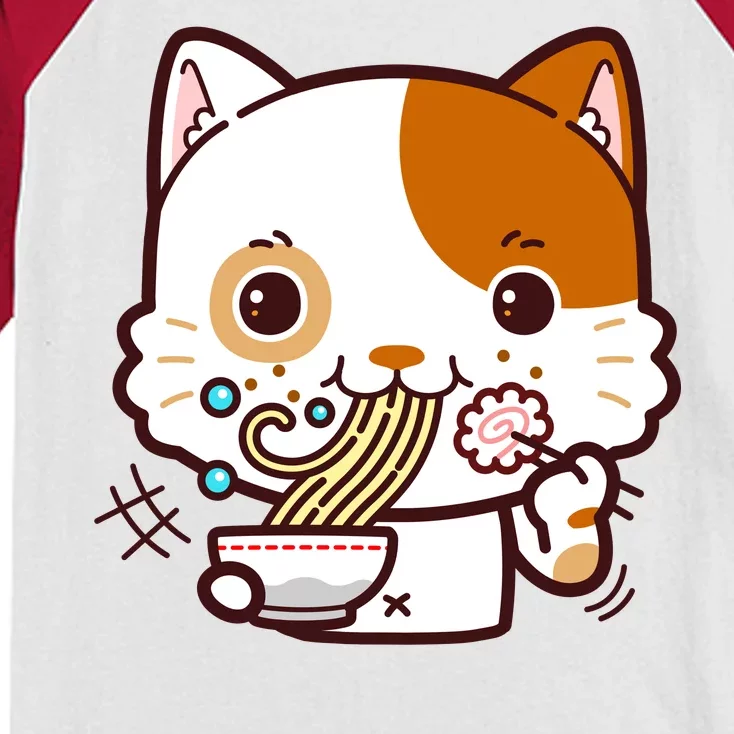 Kawaii Ramen Cat Kids Colorblock Raglan Jersey