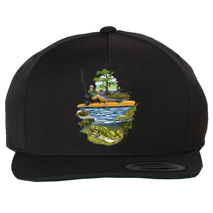 Kayak Fishing Wool Snapback Cap