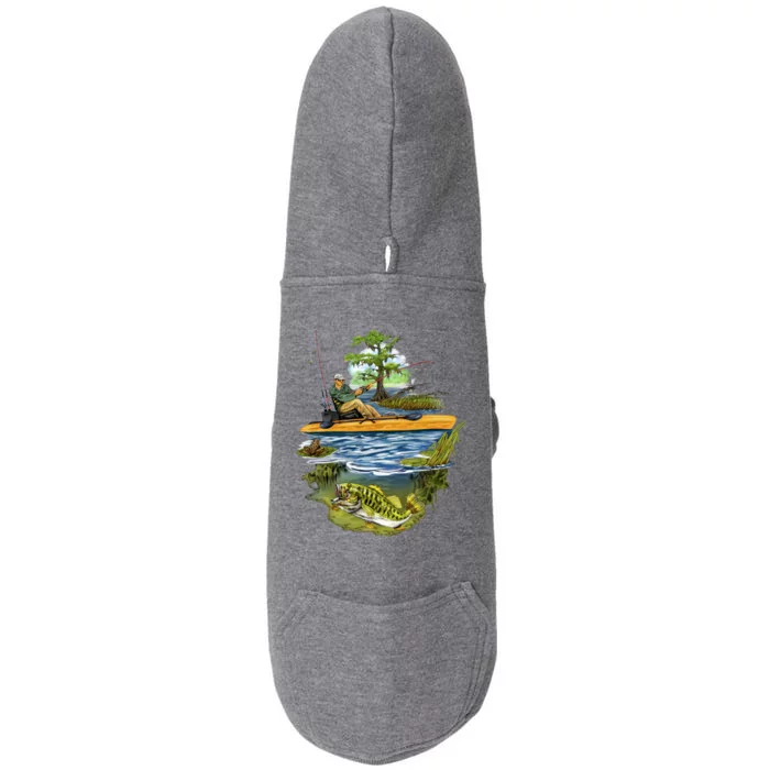 Kayak Fishing Doggie 3-End Fleece Hoodie