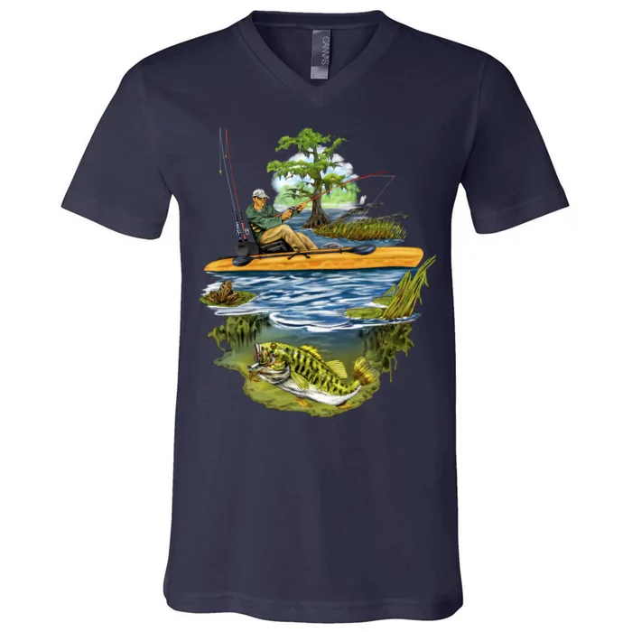 Kayak Fishing V-Neck T-Shirt