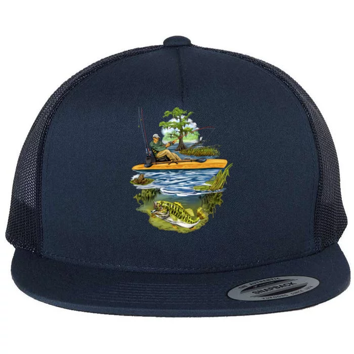 Kayak Fishing Flat Bill Trucker Hat