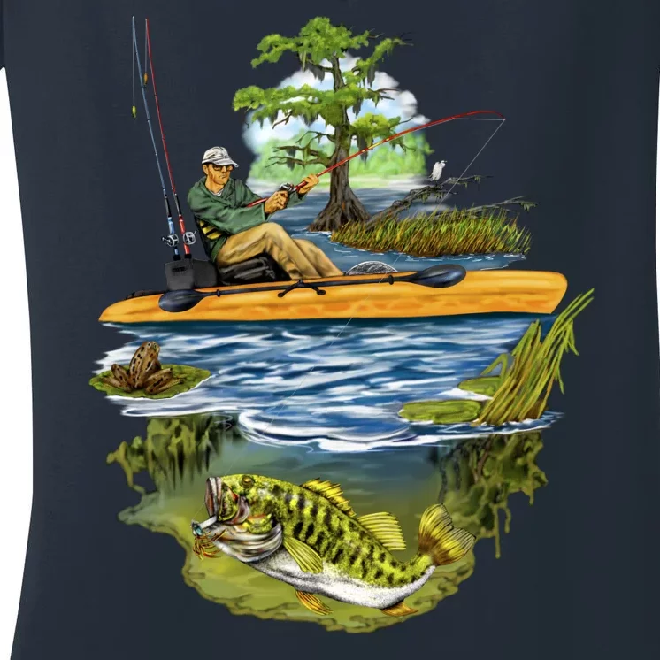 Kayak Fishing Women's V-Neck T-Shirt