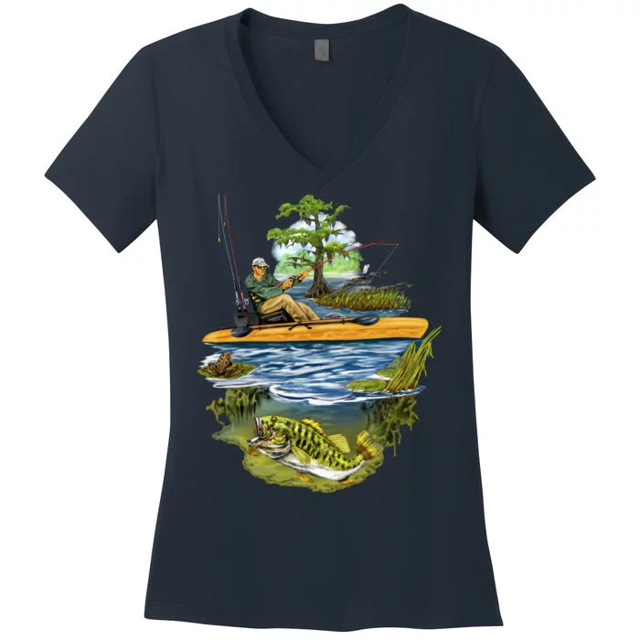 Kayak Fishing Women's V-Neck T-Shirt