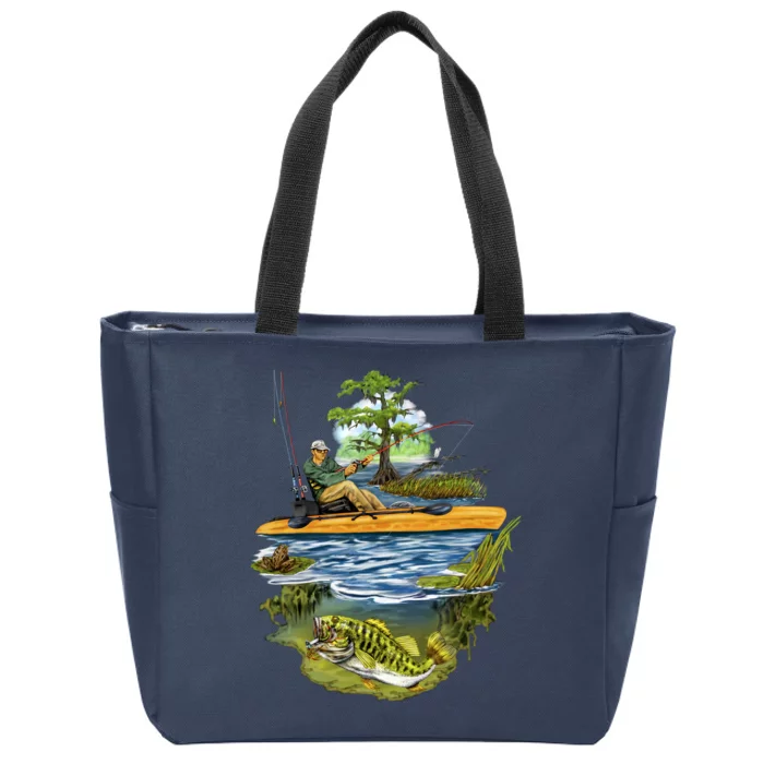 Kayak Fishing Zip Tote Bag