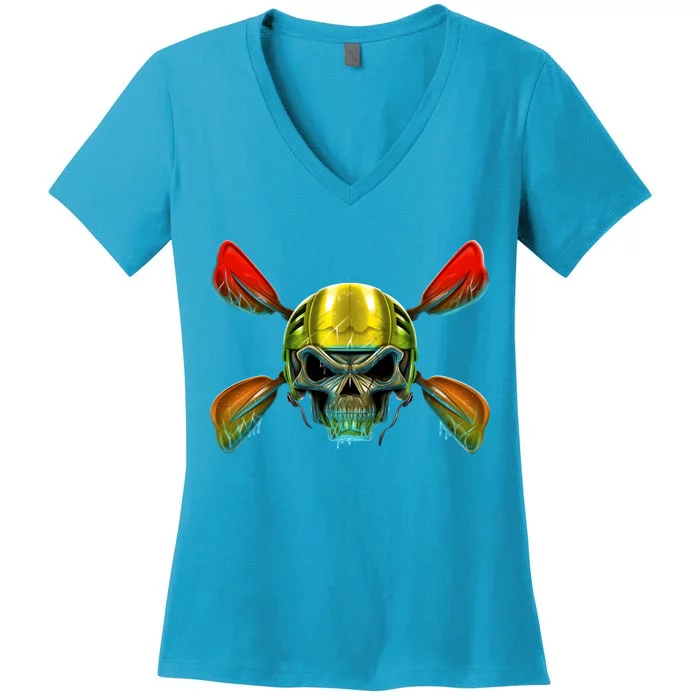 Kayak Skull Women's V-Neck T-Shirt