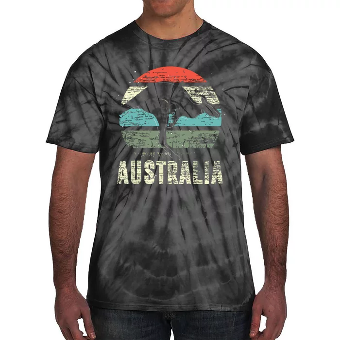 Kangaroo Aussie Zoo Animal Lover Retro Australia Tie-Dye T-Shirt