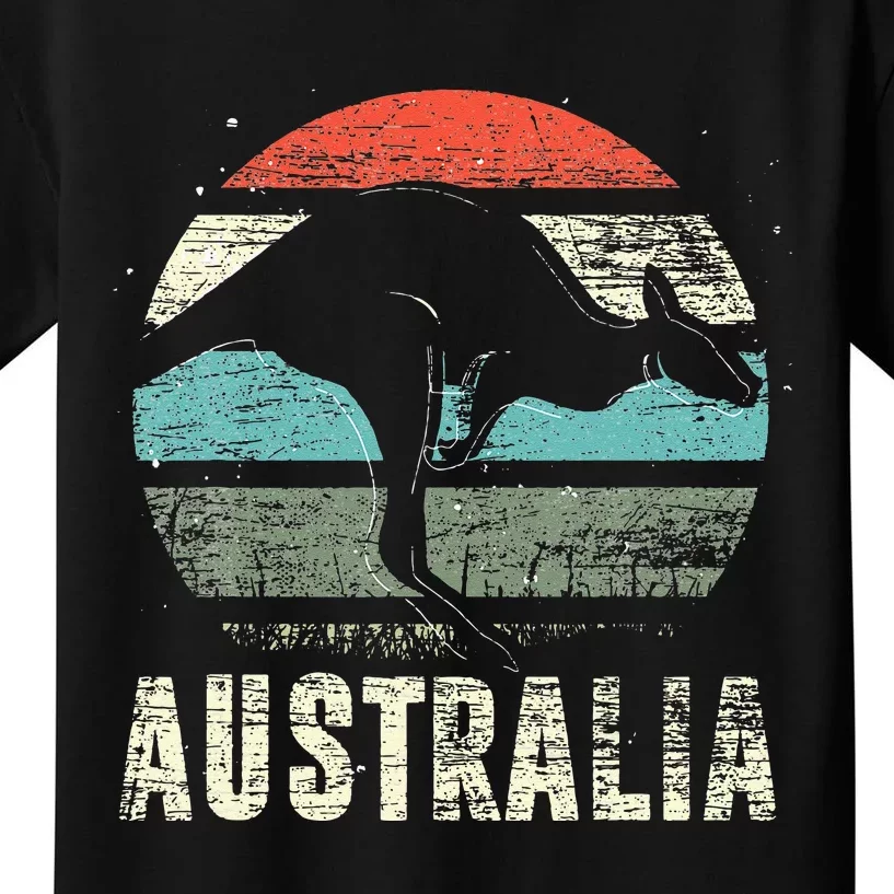 Kangaroo Aussie Zoo Animal Lover Retro Australia Kids T-Shirt