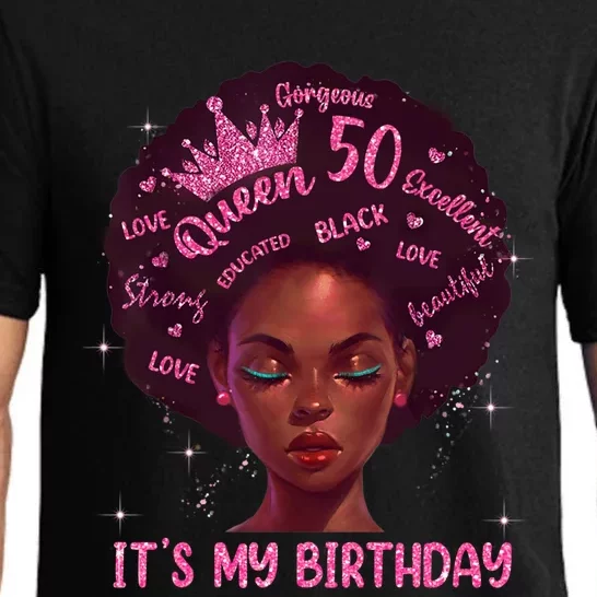 Kdpw Black 50th Birthday Afro Its My Birthday Queens Funny Gift Pajama Set