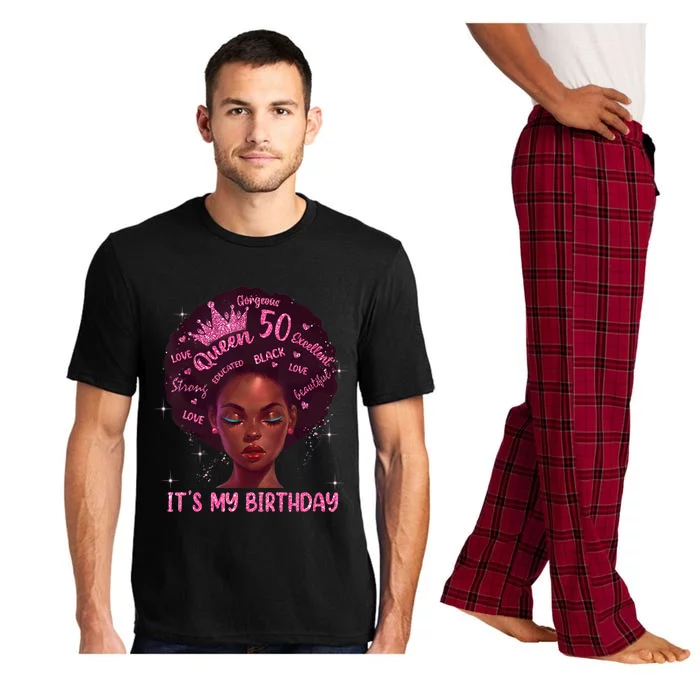 Kdpw Black 50th Birthday Afro Its My Birthday Queens Funny Gift Pajama Set