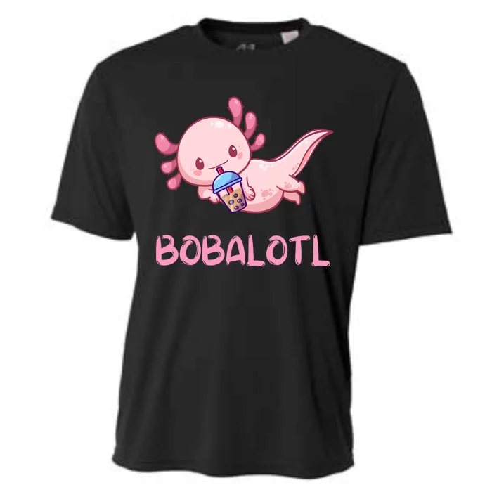 Kawaii Bobalotl Axolotl Bubble Boba Tea Cooling Performance Crew T-Shirt