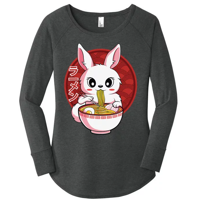 Kawaii Bunny Anime Ra Japanese Noodles Rabbit Lover Women's Perfect Tri Tunic Long Sleeve Shirt