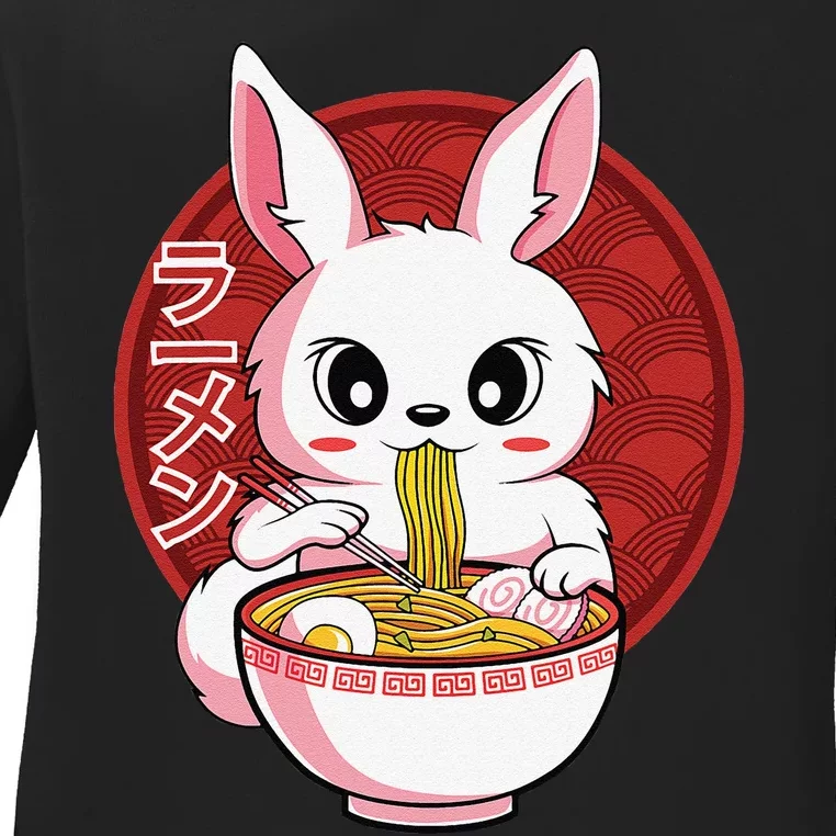 Kawaii Bunny Anime Ra Japanese Noodles Rabbit Lover Ladies Long Sleeve Shirt