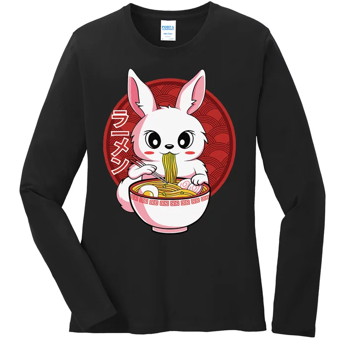 Kawaii Bunny Anime Ra Japanese Noodles Rabbit Lover Ladies Long Sleeve Shirt