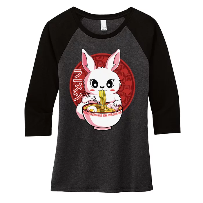 Kawaii Bunny Anime Ra Japanese Noodles Rabbit Lover Women's Tri-Blend 3/4-Sleeve Raglan Shirt