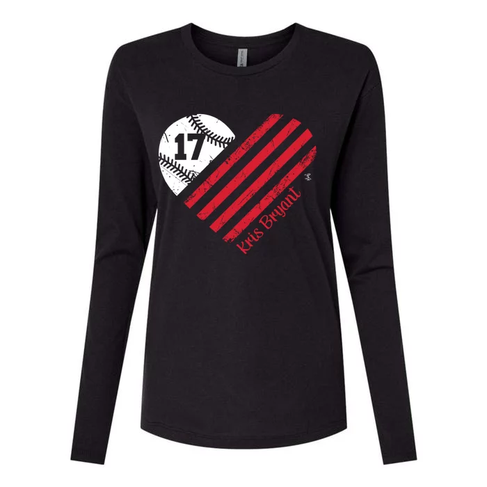 Kris Bryant Baseball Flag Heart Gift Cute Gift Womens Cotton Relaxed Long Sleeve T-Shirt