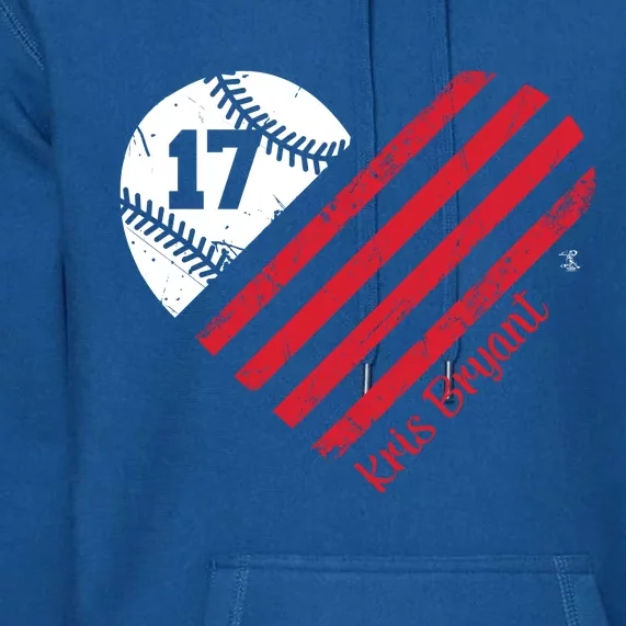 Kris Bryant Baseball Flag Heart Gift Cute Gift Premium Hoodie