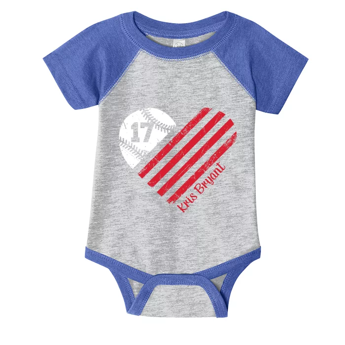 Kris Bryant Baseball Flag Heart Gift Cute Gift Infant Baby Jersey Bodysuit