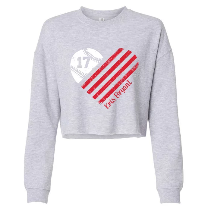 Kris Bryant Baseball Flag Heart Gift Cute Gift Cropped Pullover Crew