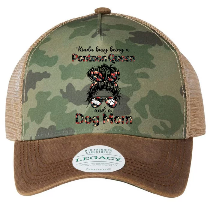 Kinda Busy Being A Pontoon Queen And A Dog Momgiftdog Lovers Gift Legacy Tie Dye Trucker Hat