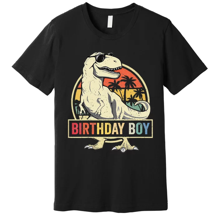 Kids Birthday Boy Dino T Rex Dinosaur Matching Family Premium T-Shirt