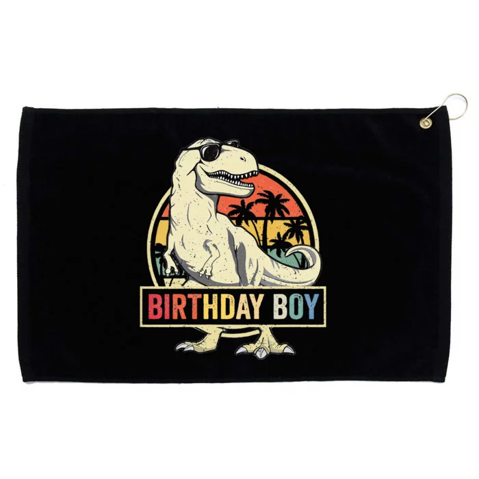 Kids Birthday Boy Dino T Rex Dinosaur Matching Family Grommeted Golf Towel