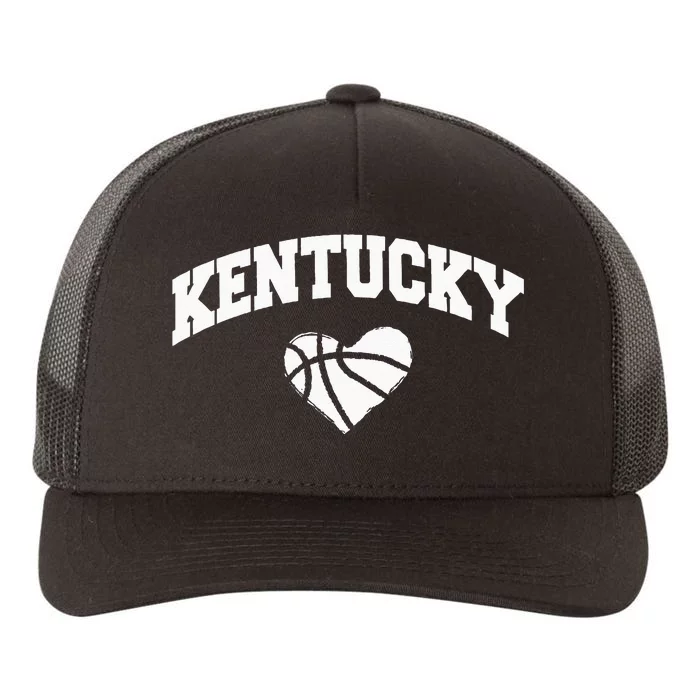 Kentucky Blue Basketball Heart Design Yupoong Adult 5-Panel Trucker Hat