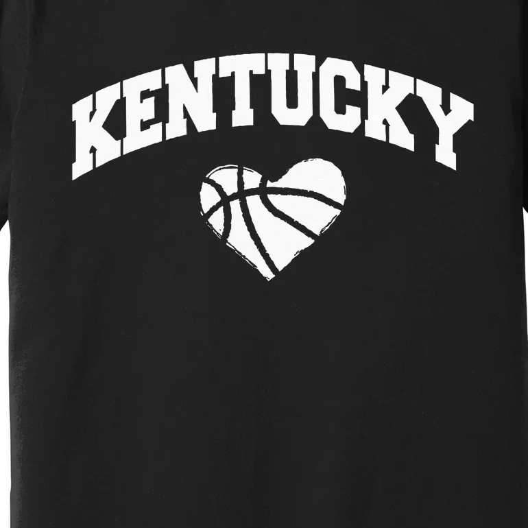 Kentucky Blue Basketball Heart Design Premium T-Shirt