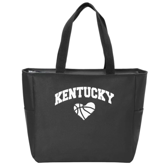 Kentucky Blue Basketball Heart Design Zip Tote Bag