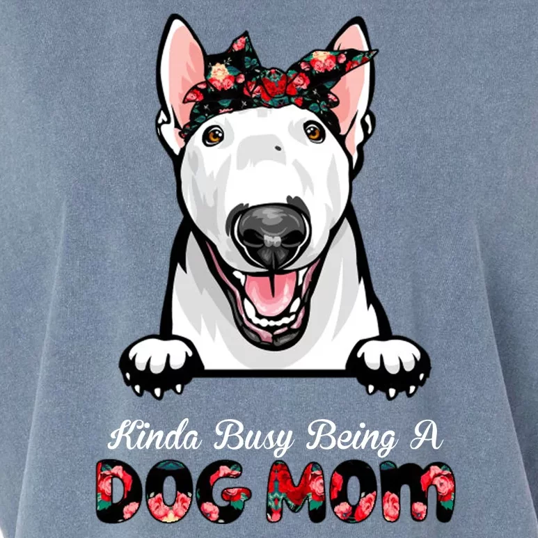 Kinda Busy Being A Dog Mom Floral Garment-Dyed Women's Muscle Tee