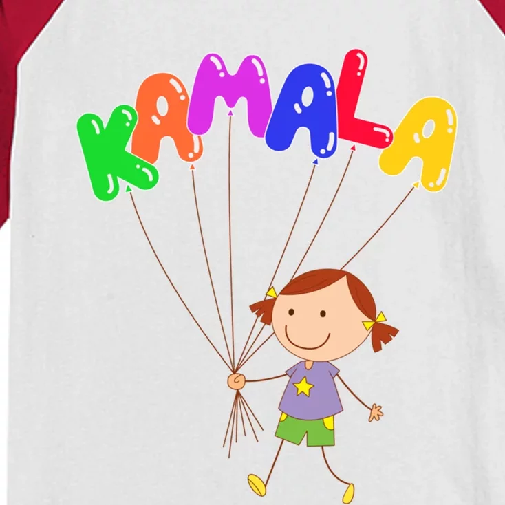 Kamala Ballooninspired Bubble Letters Graphic Parody Spoof Gift Kids Colorblock Raglan Jersey